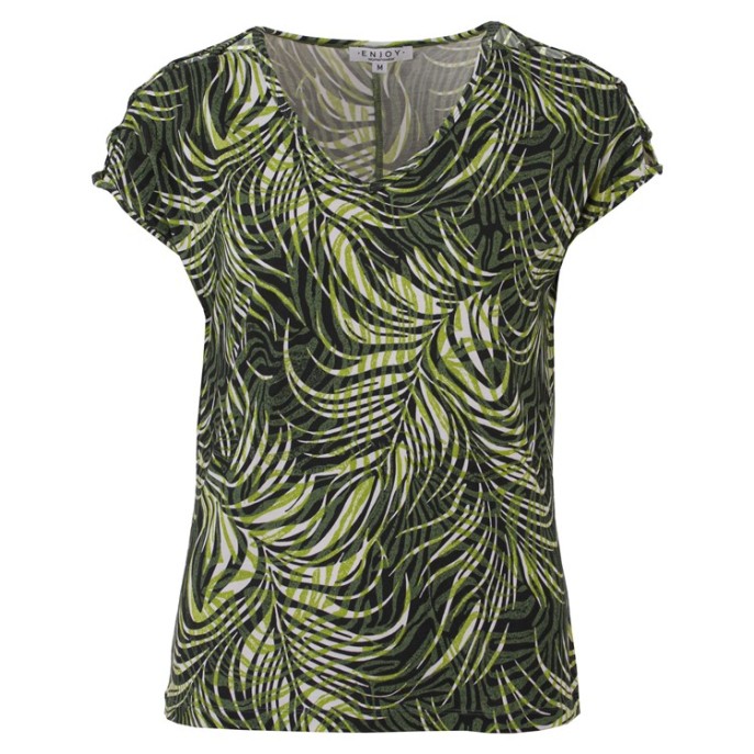 S Enjoy Shirt open schouders Army print